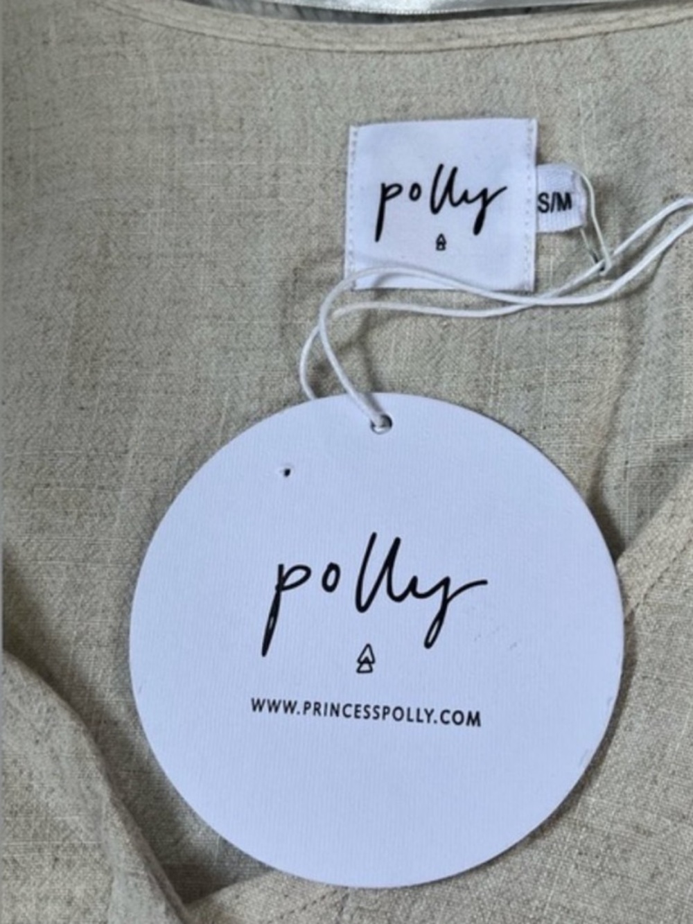 Princess Polly The Sandy Mini Dress Natural Lower Impact Size S/M - Picture 6 of 7